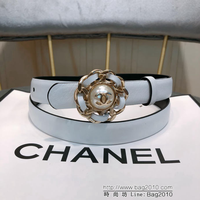 CHANEL香奈兒 18新款 20MM精品 進口光滑優雅小腰帶 CC穿皮鏈條經典銅扣 一帶兩用式腰帶  xfp1047
